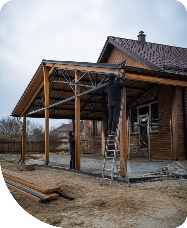Пристройка навеса к дому и участку в Киржаче под ключ